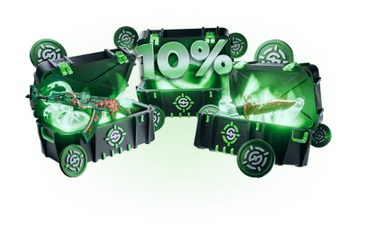 Three open cases with a 10% badge