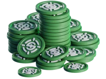 Big stack of green token chips