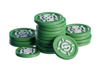 Medium stack of green token chips